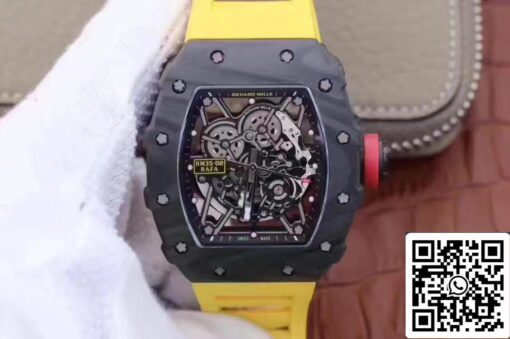 Richard Mille RM35-02 KV Factory 1:1 Best Edition Swiss ETA8215 Yellow Rubber Strap