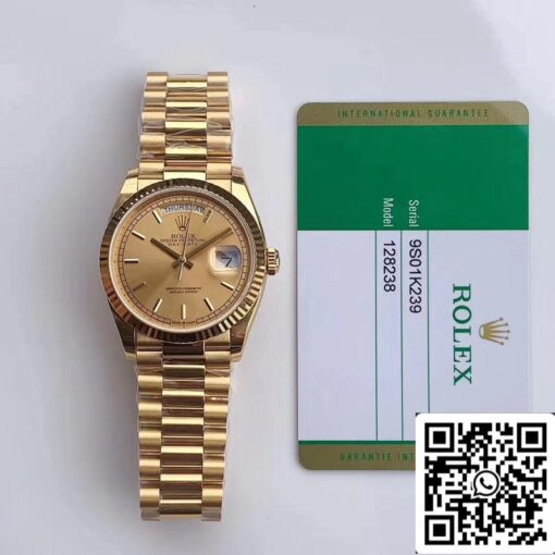 Rolex Day Date M128238-0045 1:1 Best Edition EW Factory Champagne Dial Swiss ETA3255 - Imagen 2