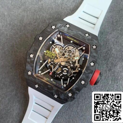 Richard Mille RM35-02 1:1 Best Edition KV Factory V3 Carbon Fiber White Strap - Image 2