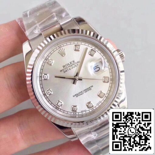 Rolex Datejust II 116334-0009 EW Factory 1:1 Best Edition Swiss ETA2836 Silver Dial Diamond Marker - Imagen 2