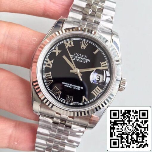 Rolex Datejust 116334 EW Factory 1:1 Best Edition Swiss ETA2836 Black Dial Roman Marker - Image 2