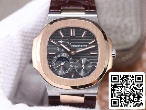 Patek Philippe Nautilus 5712GR-001 1:1 Best Edition PF Factory Rose Gold Leather Belt