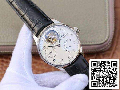 IWC Portuguese IW504202 Real Tourbillon 1:1 Best Edition White Dial On Black Leather Strap Swiss ETA Tourbillon - Image 9