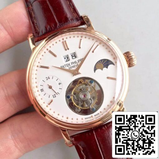 Patek Philippe Tourbillon Moonphase 24H Power Reserve 1:1 Best Edition Swiss Tourbillon White Dial - Image 2