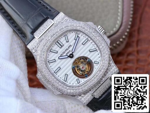 Patek Philippe Nautilus Jumbo 5711 R8 Factory 1:1 Best Edition Swiss Tourbillon White Dial - Image 2