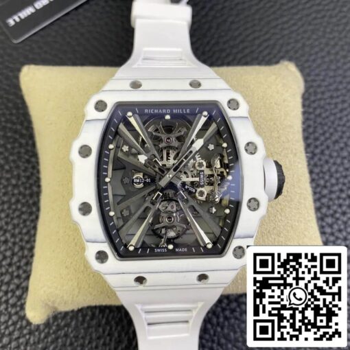 Richard Mille RM12-01 Tourbillon 1:1 Best Edition RM Factory White Rubber Strap