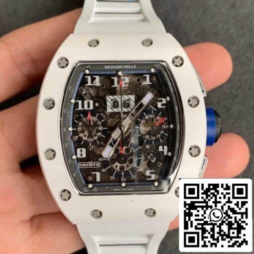 Richard Mille RM-011 1:1 Best Edition KV Factory Ceramic White Rubber Strap