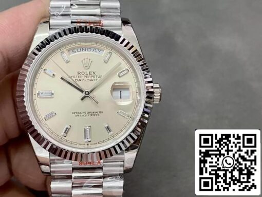 Rolex Day Date M228236-0002 1:1 Best Edition GM Factory Silver Dial V2