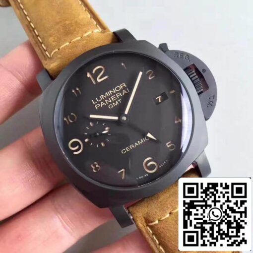 Panerai Luminor PAM441 VS Factory Ceramic Case 1:1 Best Edition Swiss ETA P9001 Brown Leather Strap - Image 9