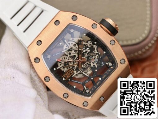 Richard Mille RM035 Americas KV Factory 1:1 Best Edition Rose Gold White Strap - Image 9