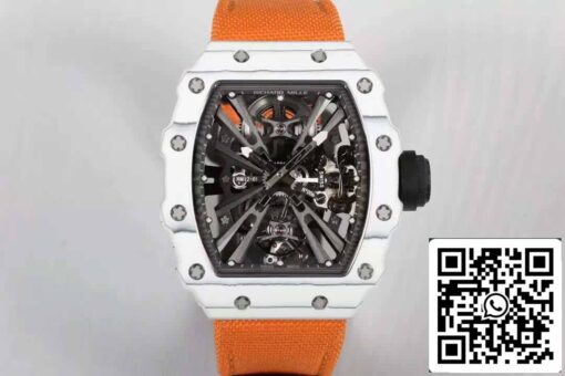 Richard Mille RM12-01 Tourbillon 1:1 Best Edition RM Factory Carbon Fiber Case Orange Strap - Image 8