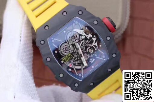 Richard Mille RM35-02 KV Factory 1:1 Best Edition Swiss ETA8215 Yellow Rubber Strap - Image 8