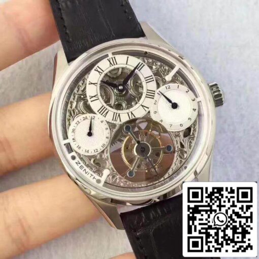 Zenith EP Calender Skeleton Tourbillon RG/LE 1:1 Best Edition Swiss Tourbillon - Image 9