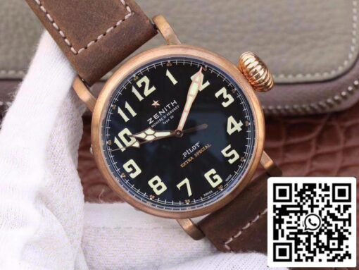 Zenith Pilot Type 20 Extra XF Factory Mechanical Watches 1:1 Best Edition Swiss ETA2824-2 Black Dial - Image 8