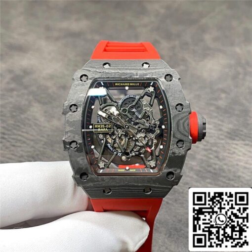 Richard Mille RM35-02 1:1 Best Edition KV Factory Carbon Fiber Red Strap