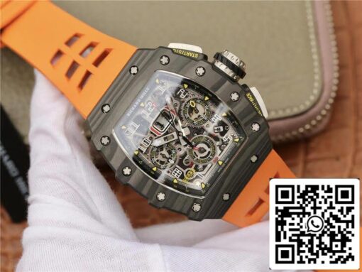 Richard Mille RM11-03 1:1 Best Edition KV Factory Carbon Fiber Orange Strap - Image 2