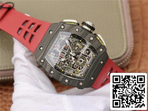 Richard Mille RM11-03 1:1 Best Edition KV Factory Carbon Fiber Red Strap - Image 2