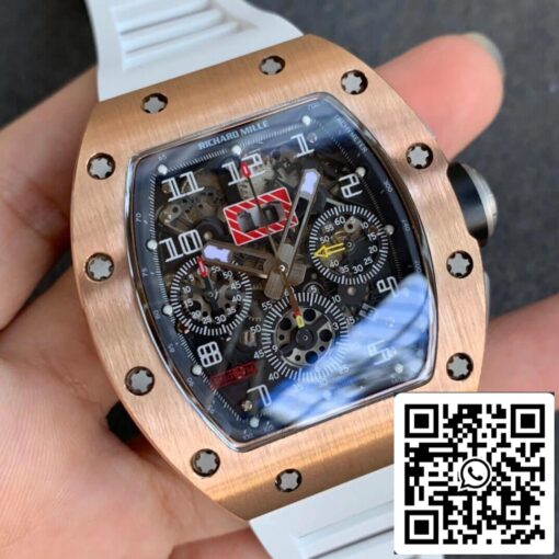 Richard Mille RM11 1:1 Best Edition KV Factory Rose Gold White Strap - Image 2