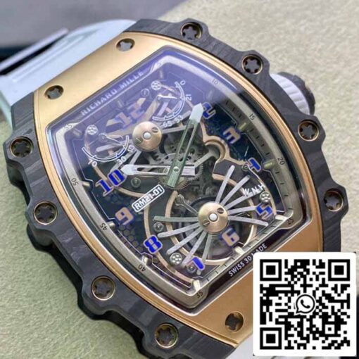 Richard Mille RM21-01 1:1 Best Edition RM Factory Tourbillon Skeleton Dial White Strap - Image 9