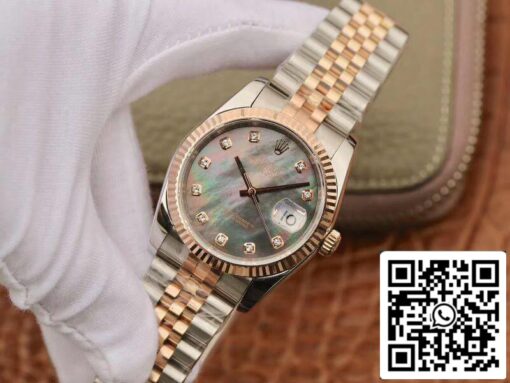 Rolex Datejust  36mm GM Factory 1:1 Best Edition Gray Dial Diamond Markers 18K Gold Wrapped Swiss ETA3135 - Image 3