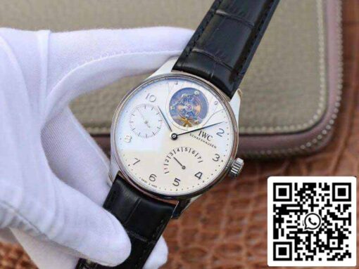 IWC Portuguese IW504202 Real Tourbillon 1:1 Best Edition White Dial On Black Leather Strap Swiss ETA Tourbillon - Image 8