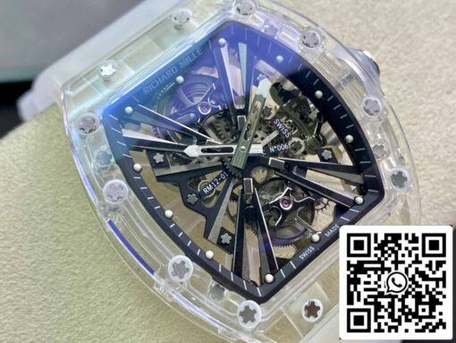 Richard Mille RM12-01 1:1 Best Edition RM Factory Tourbillon Transparent Version White Strap - Image 8