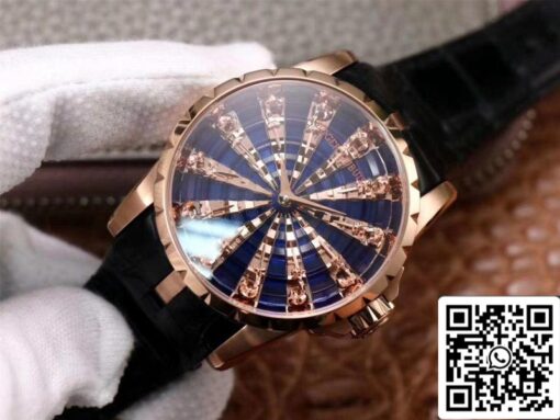 Roger Dubuis Excalibur RDDBEX0684 1:1 Best Edition ZZ Factory Rose Gold Blue Dial Swiss ETA9015 - Image 9