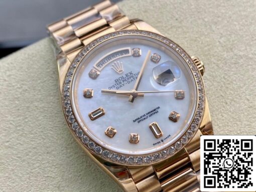 Rolex Day Date 128238 1:1 Best Edition EW Factory V2 Diamond-set Bezel - Imagen 7