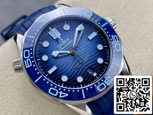 Omega Seamaster Diver 300M 210.32.42.20.03.002 Summer Blue  1:1 Best Edition VS Factory Rubber Strap - Imagen 9