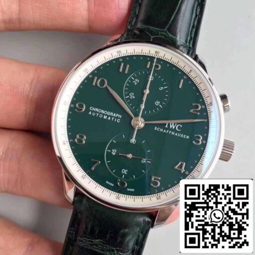 IWC Portuguese YL Factory 1:1 Best Edition Swiss ETA69355 Green Dial With Silver Markers - Image 8