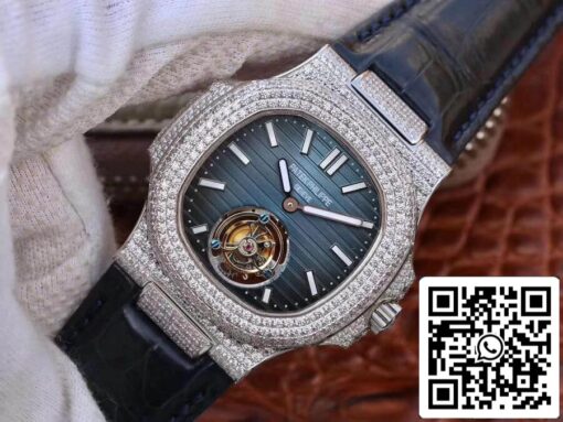 Patek Philippe Nautilus Jumbo 5711 R8 Factory 1:1 Best Edition Swiss Tourbillon Blue Dial - Image 3