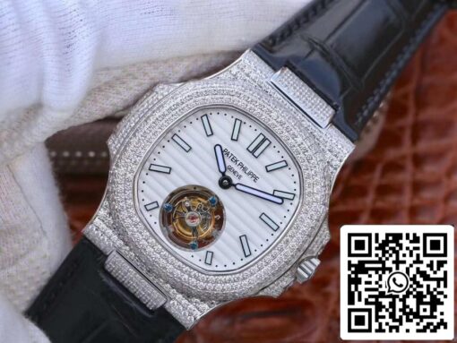 Patek Philippe Nautilus Jumbo 5711 R8 Factory 1:1 Best Edition Swiss Tourbillon White Dial - Image 3