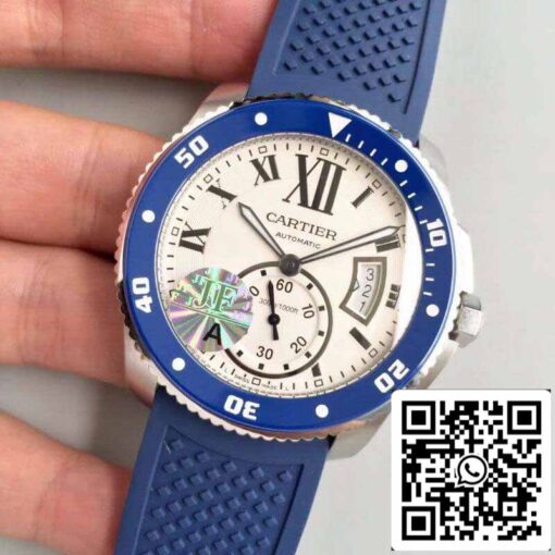 Calibre De Cartier Diver WSCA0011 JF Factory 1:1 Best Edition Swiss ETA2836-2 White Dial - Image 7