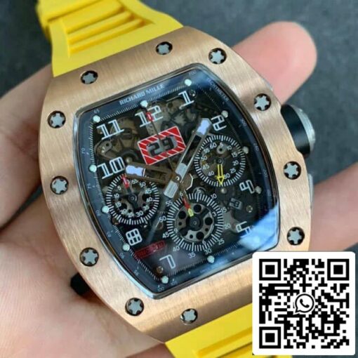 Richard Mille RM011 1:1 Best Edition KV Factory Rose Gold Rubber Strap - 이미지 10