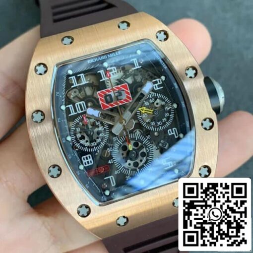 Richard Mille RM011 1:1 Best Edition KV Factory Brown Rubber Strap - Image 7