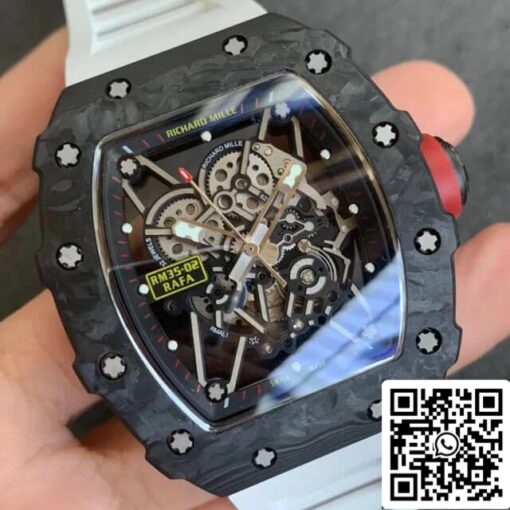 Richard Mille RM35-02 1:1 Best Edition KV Factory V3 Carbon Fiber White Strap - Image 9