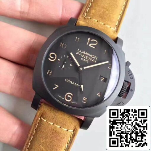 Panerai Luminor PAM441 VS Factory Ceramic Case 1:1 Best Edition Swiss ETA P9001 Brown Leather Strap - Image 8