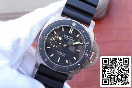 Panerai Luminor Submersible PAM389 VS factory 1:1 Best Edition Swiss ETA P9000 Black Rubber Strap - Image 7