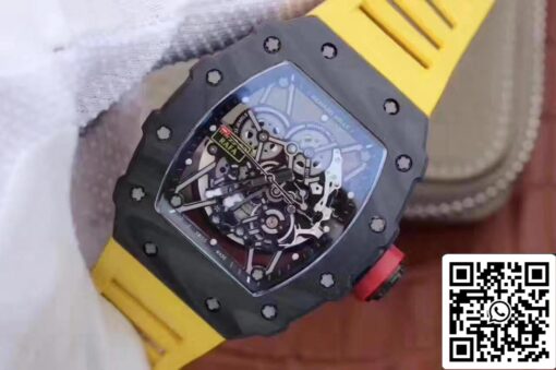 Richard Mille RM35-02 KV Factory 1:1 Best Edition Swiss ETA8215 Yellow Rubber Strap - Image 7