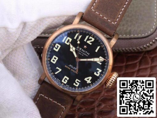 Zenith Pilot Type 20 Extra XF Factory Mechanical Watches 1:1 Best Edition Swiss ETA2824-2 Black Dial - Image 7