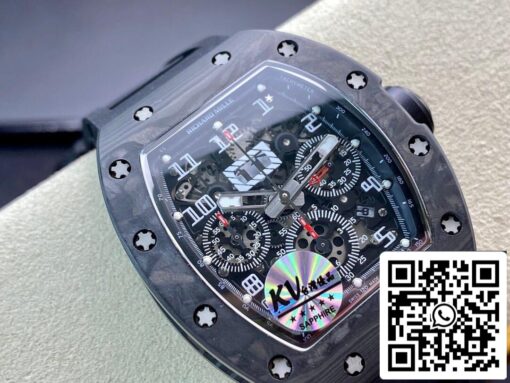 Richard Mille RM011 1:1 Best Edition KV Factory Carbon Fiber Black Rubber Strap - 이미지 9