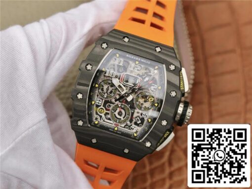 Richard Mille RM11-03 1:1 Best Edition KV Factory Carbon Fiber Orange Strap - Image 3