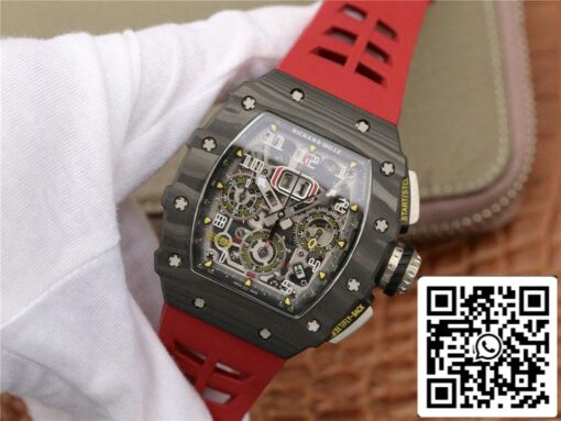 Richard Mille RM11-03 1:1 Best Edition KV Factory Carbon Fiber Red Strap - Image 4