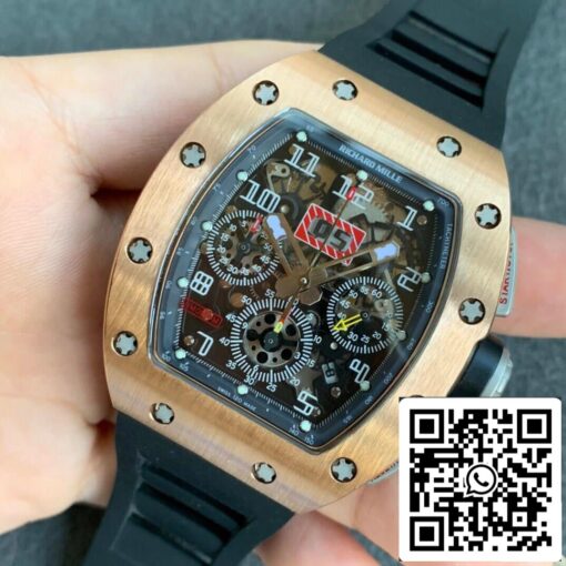 Richard Mille RM11 1:1 Best Edition KV Factory Rose Gold Black Strap - Image 3