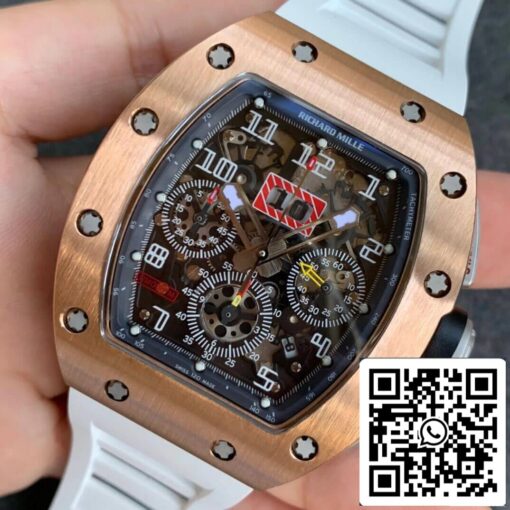 Richard Mille RM11 1:1 Best Edition KV Factory Rose Gold White Strap - Image 3