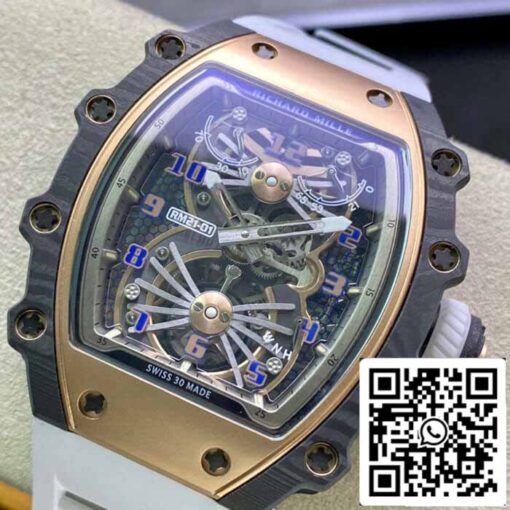 Richard Mille RM21-01 1:1 Best Edition RM Factory Tourbillon Skeleton Dial White Strap - Image 7