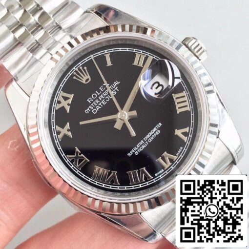 Rolex Datejust 116334 EW Factory 1:1 Best Edition Swiss ETA2836 Black Dial Roman Marker - Image 4