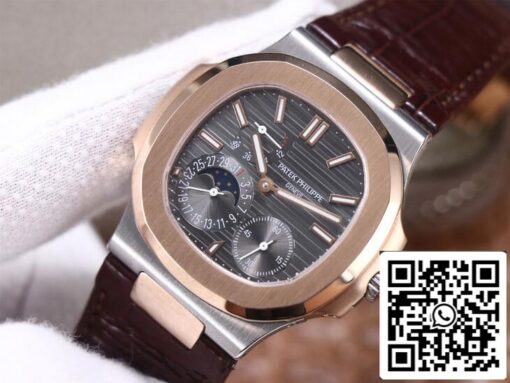 Patek Philippe Nautilus 5712GR-001 1:1 Best Edition PF Factory Rose Gold Leather Belt - Imagen 3