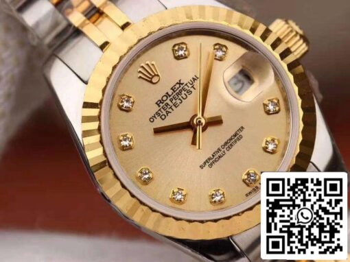 Rolex Lady Datejust 28MM 1:1 Best Edition Swiss Original Imported NH05 Movement 18K Gold Dial - Image 4