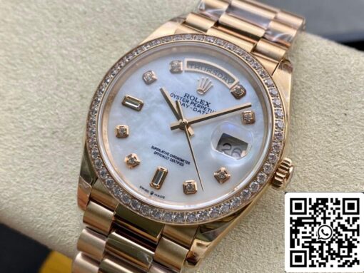 Rolex Day Date 128238 1:1 Best Edition EW Factory V2 Diamond-set Bezel - Imagen 8